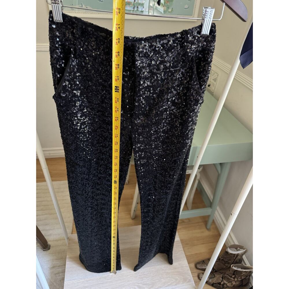 VTG Alice + Olivia Iconic Low Rise Black Sequined Pants Sz 2 Y2K‎ Black Tie - Picture 5 of 6